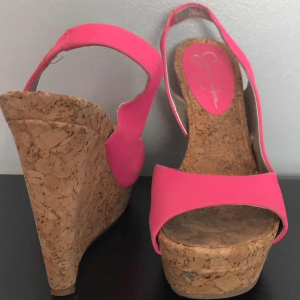 EUC Hot Pink Jessica Simpson Wedges